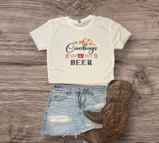 Cowboys and beer crop top