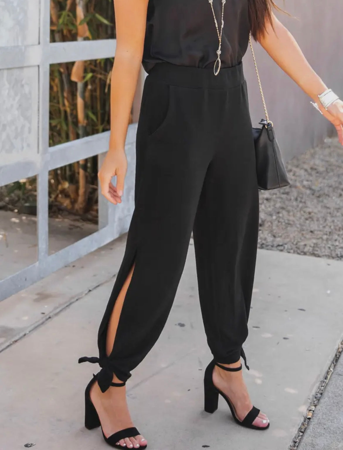 Solid ankle tie Brie pants