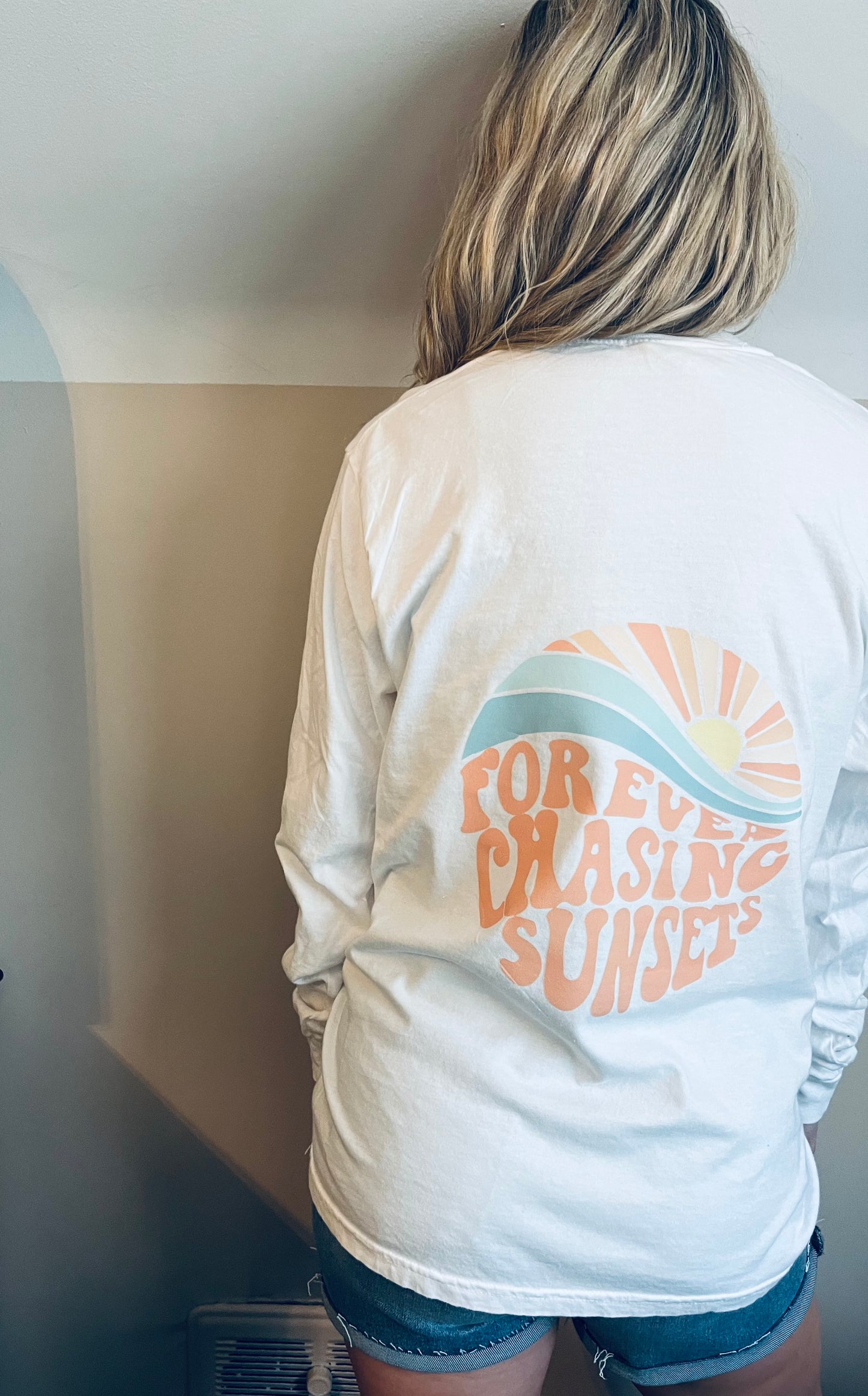 Forever chasing sunsets long sleeve tee