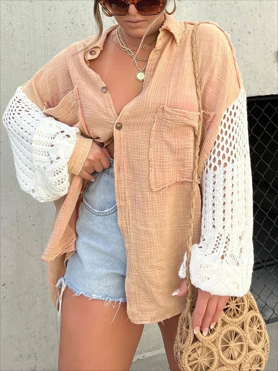 Crochet button down top