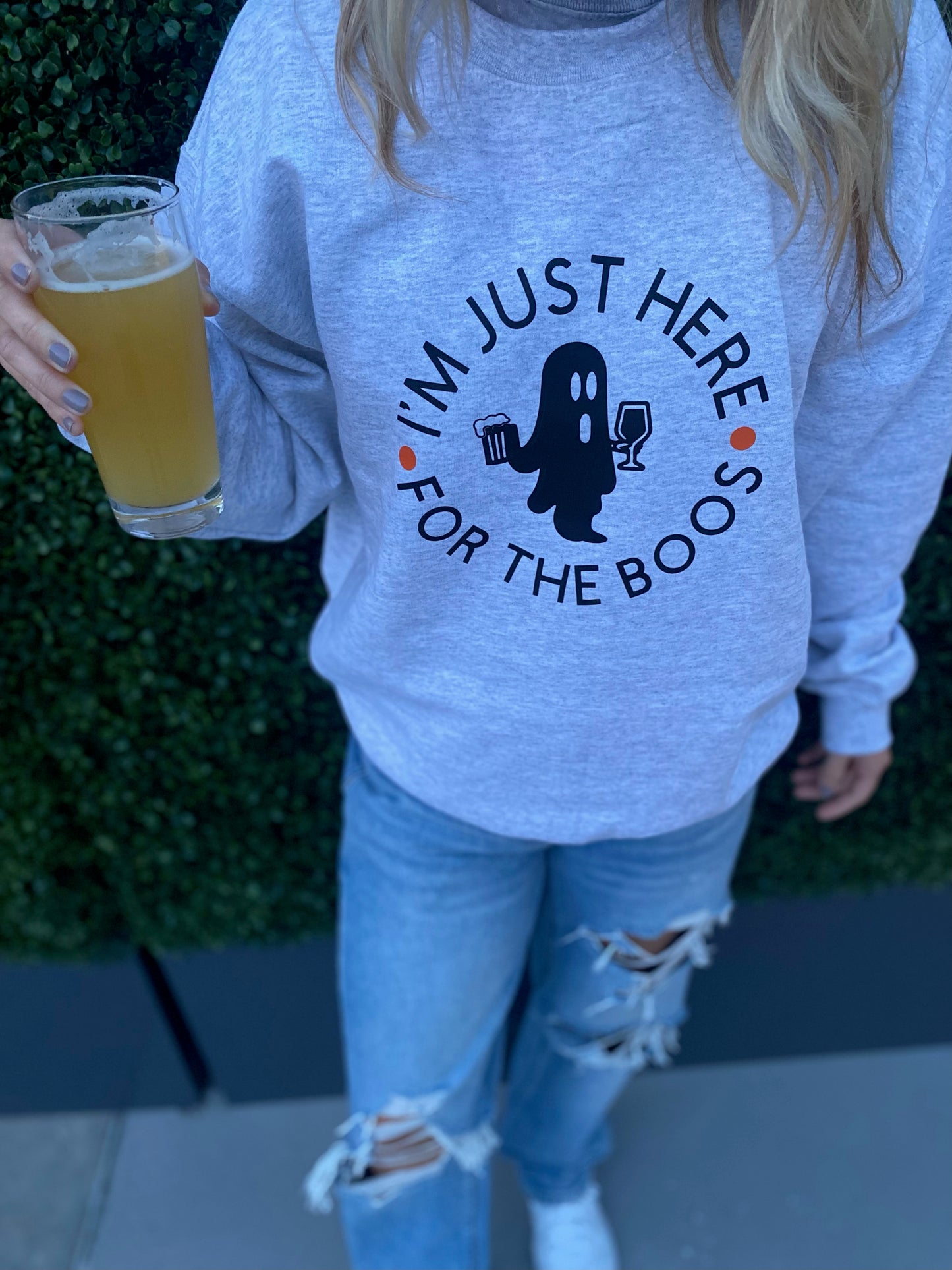 I’m just here for the boos crewneck sweatshirt