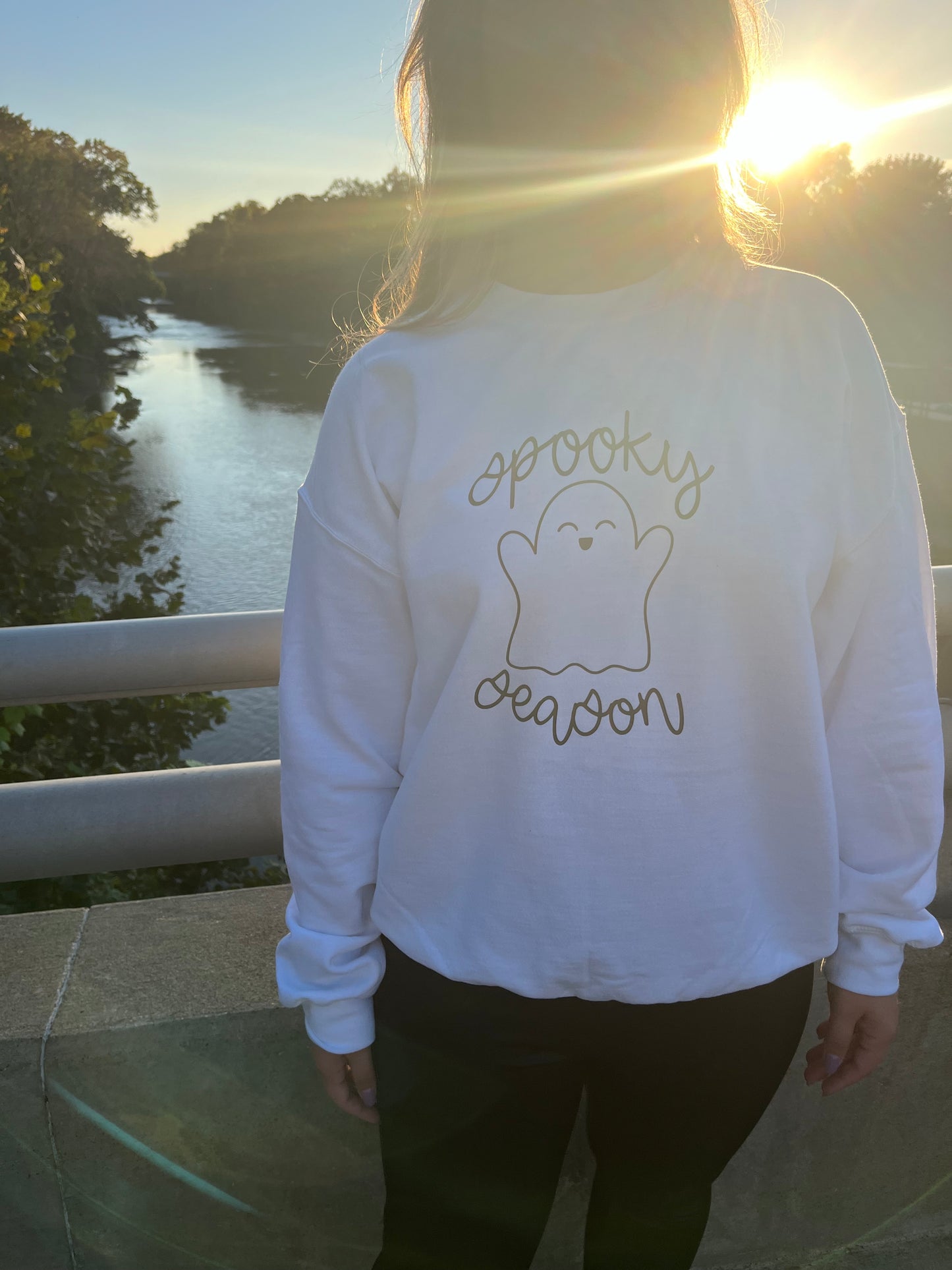 Spooky season ghost white crewneck sweatshirt