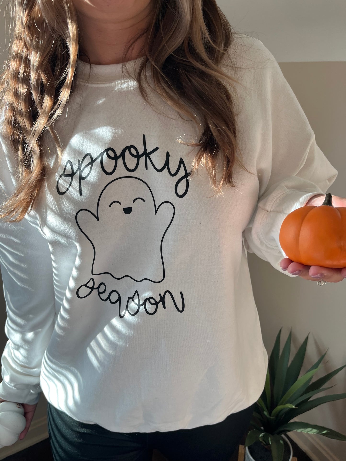 Spooky season ghost white crewneck sweatshirt